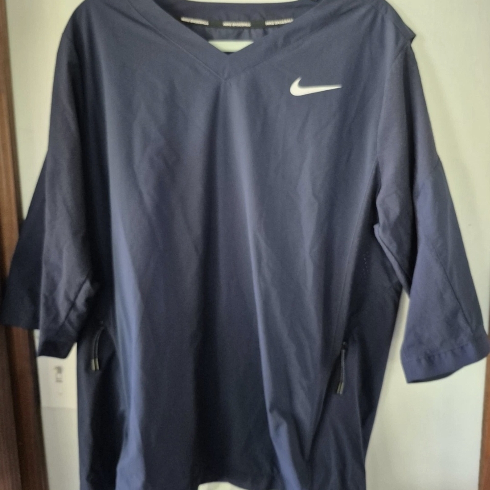 NIKE- Light/Airy  Baseball Jacket Half Sleeve Men's Sz Large, Dark Blue